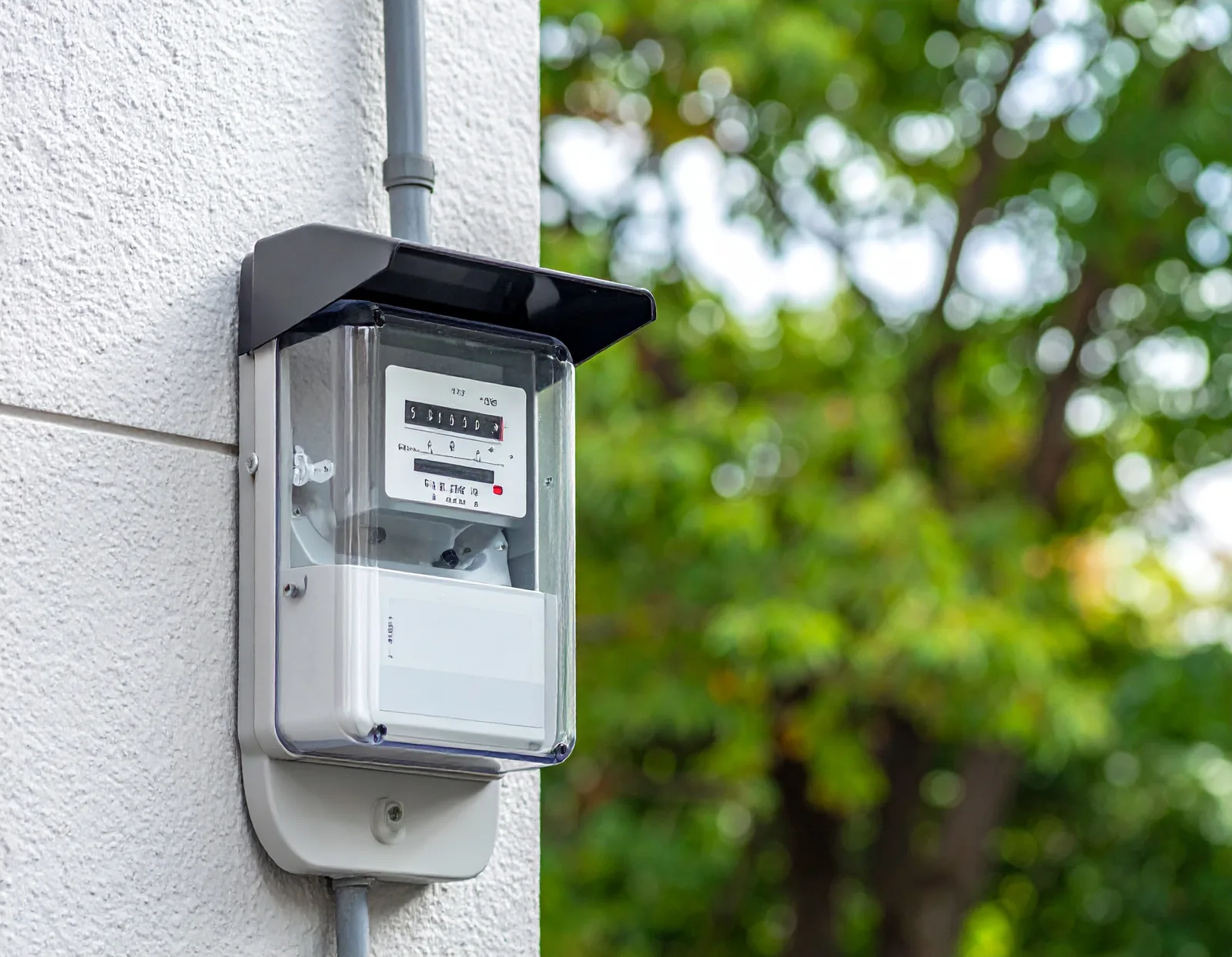 建物の外壁に設置された電力メーター